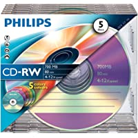 Philips CD-RW CW7D2CC05-00 - CD-RW vírgenes (CD-RW- 700 MB- 80 min- paquete de 5